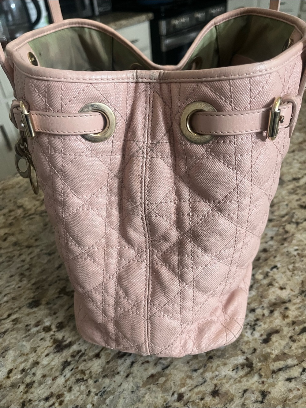 Dior Blush Quilted Leather Shoulder Tote with Signature Charms - Picture 11 of 16